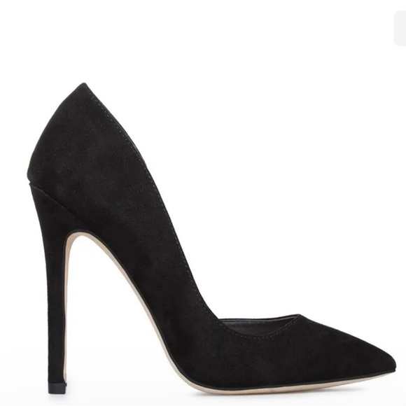 SHOEDAZZLE Deetra Black Faux Suede d’Orsay Stiletto Pumps - Picture 2 of 7